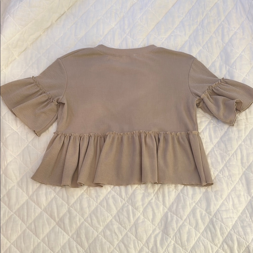 Altar’d State Ruffled Tan Top - Picture 3 of 3